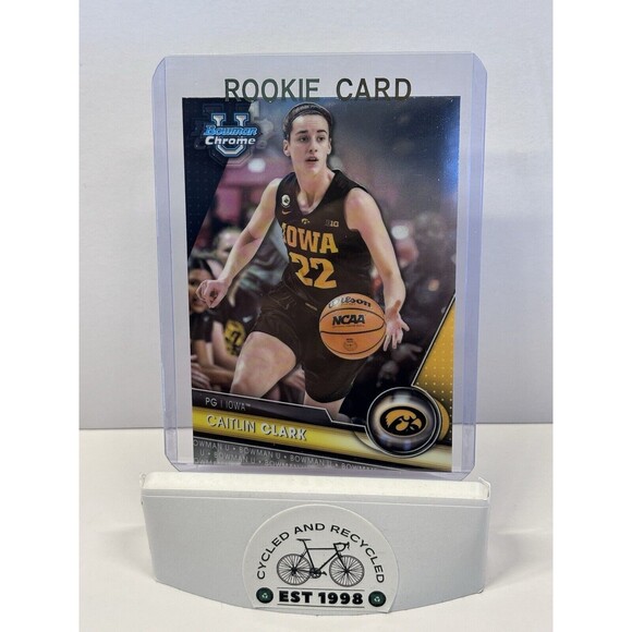Caitlin Clark Rookie 2023-24 Bowman Chrome U RC Indiana Fever #34 Card Gold Foil - Picture 1 of 3